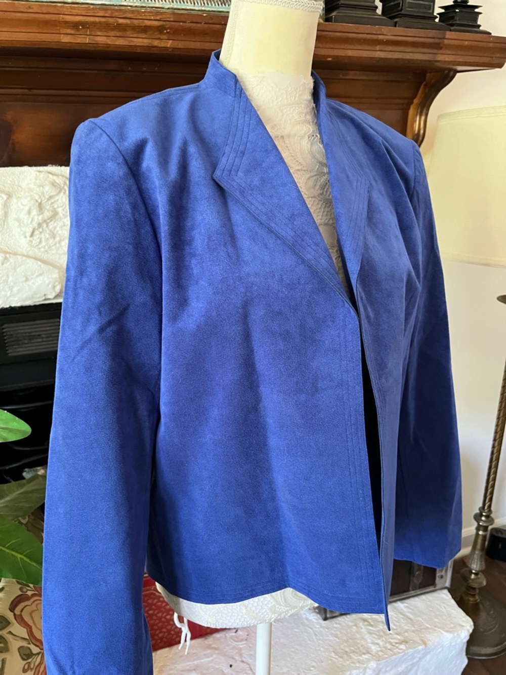 Ultrasuede Vintage Women's Royal Blue Suede Open-Front Jacket Size 16